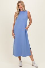 Chambray Blue Sleeveless Midi Dress