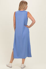 Chambray Blue Sleeveless Midi Dress