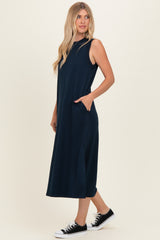 Navy Sleeveless Midi Dress