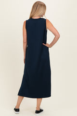Navy Sleeveless Midi Dress