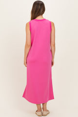 Fuchsia Sleeveless Maternity Midi Dress