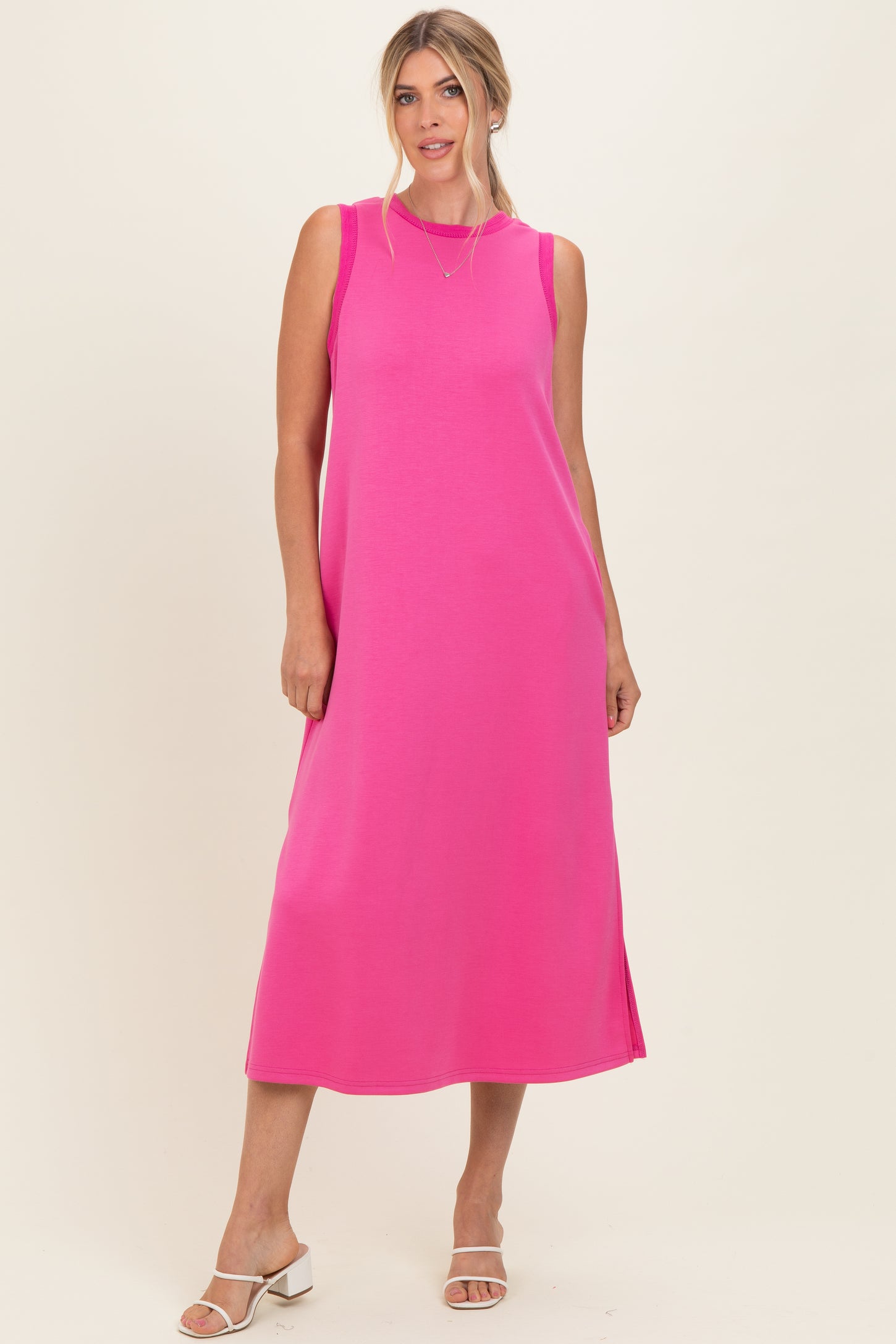 Fuchsia Sleeveless Midi Dress