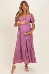 Mauve Lace Maternity Maxi Dress