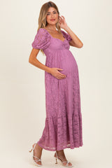 Mauve Lace Maternity Maxi Dress
