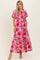 Fuchsia Floral Smocked Tiered Maxi Dress