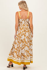 Golden Yellow Floral Sleeveless Maternity Maxi Dress