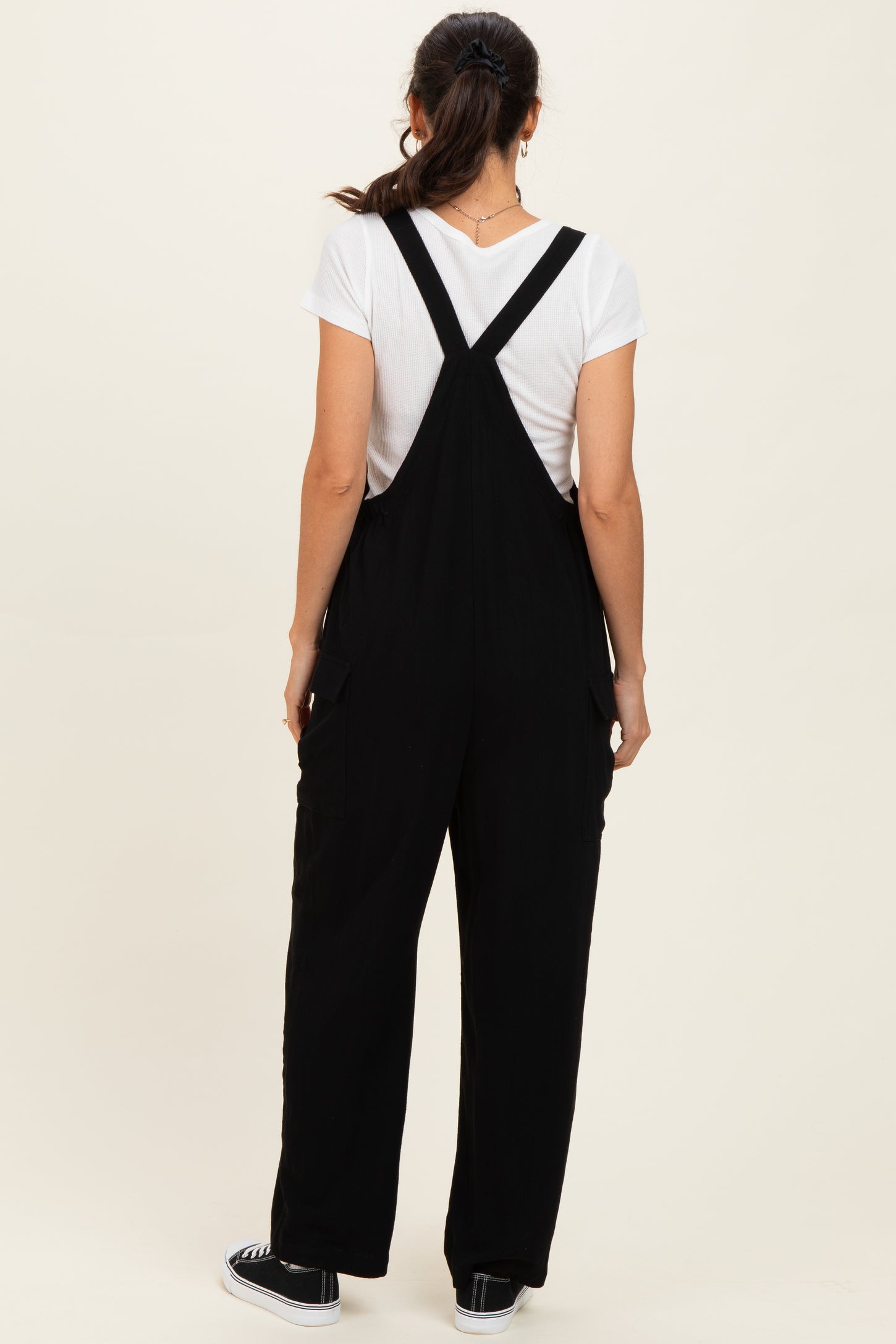 Black Straight Leg Adjustable Overalls