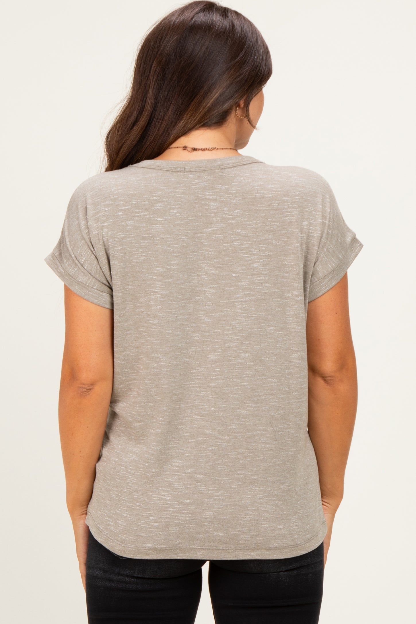 Olive Slub Knit Maternity V-Neck Top