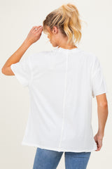 White Washed V-Neck Oversized Maternity Tee