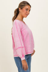 Bubble Pink Mineral Wash Exposed Seam Top