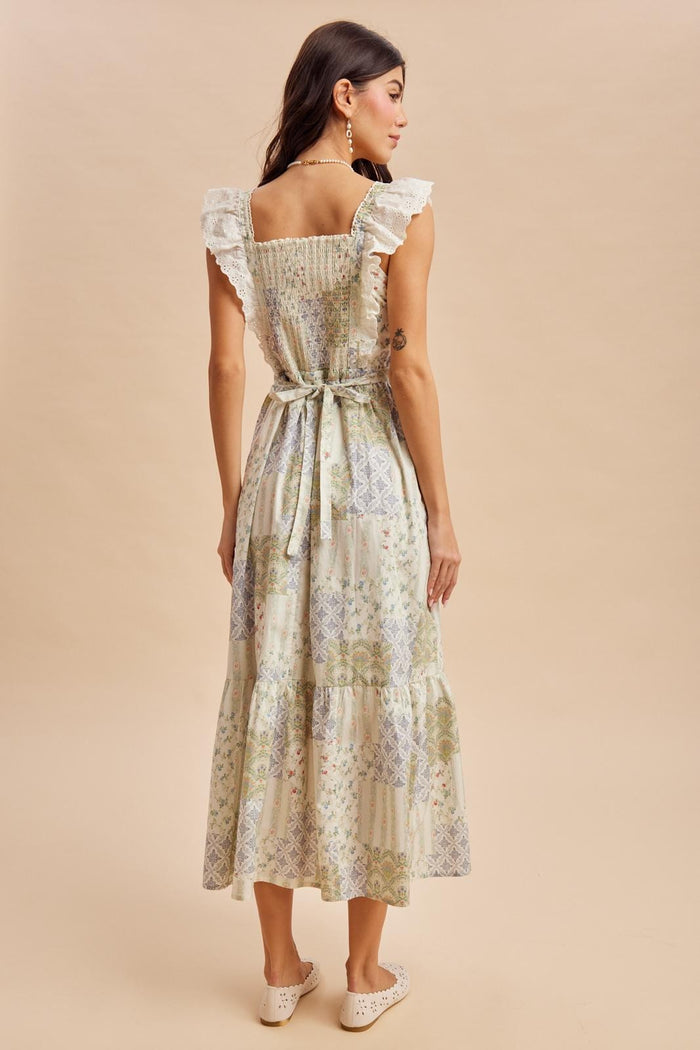Multicolor Patchwork Print Apron Dress