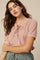 Blush Waffle Knit Lace-Up Top