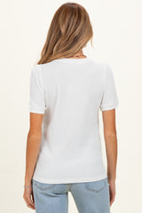 Ivory Waffle Knit Lace-Up Maternity Top