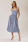 Navy Gingham Halter Neck Midi Dress