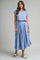 French Blue Crop Top Midi Skirt Set