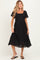 Black Polka Dot Smocked Maternity Midi Dress