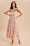 Peach Multi Floral Sleeveless Maxi Dress