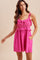 Hot Pink Embroidered Ruffle Accent Romper