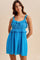 Blue Embroidered Ruffle Accent Romper