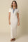 Natural Knit Denim Contrast Collar Maxi Dress