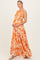 Tangerine Floral Halter Cutout Open Back Maternity Maxi Dresses