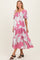 Pink Floral Cutout Tie Back Maternity Midi Dress
