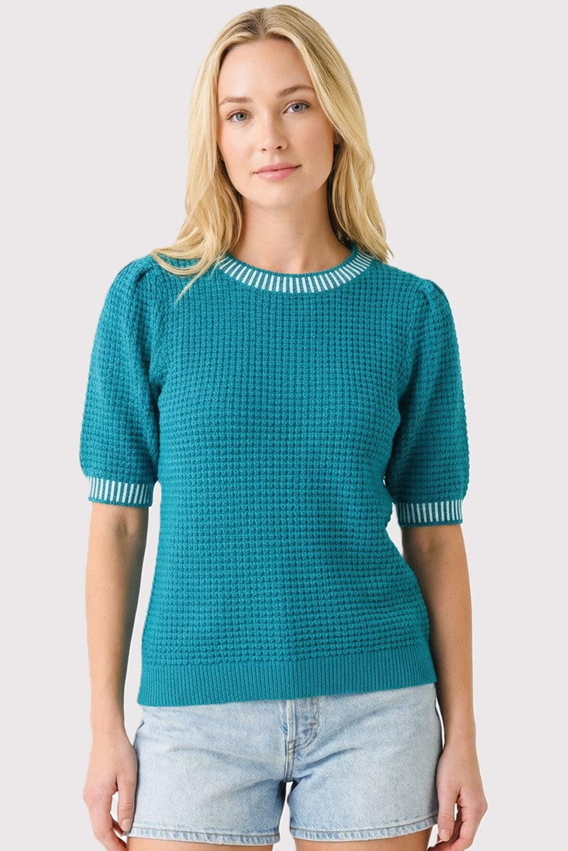 Light Teal Waffle Knit Sweater Top