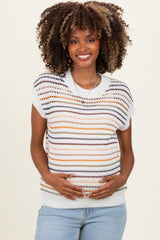Navy Multicolor Striped Maternity Sweater Top