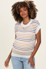 Navy Multicolor Striped Maternity Sweater Top