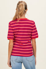 Red Striped Maternity Short Sleeve Top