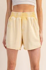 Sweet Corn Mineral Wash Terry Maternity Short