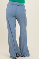Dusty Blue Mineral Wash Wide Leg Maternity Pants