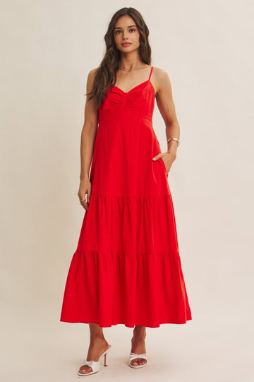 Tomato Red Tiered Maxi Dress