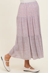 Pink Floral Maternity Maxi Skirt