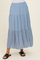 Blue Floral Maxi Skirt