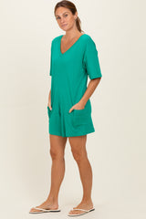 Green Scoop Neck Romper
