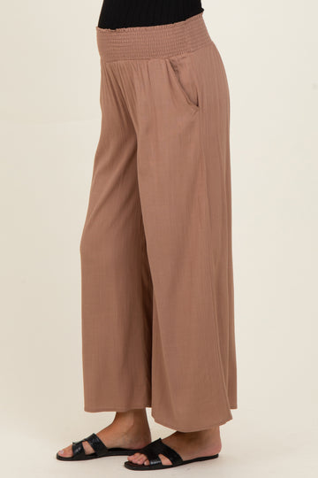 Cocoa Smocked Waistband Wide Leg Maternity Lounge Pants