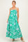 Kelly Green Floral Smocked Maternity Midi Dress