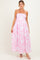Light Pink Floral Smocked Maternity Midi Dress