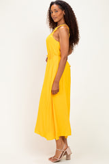 Sunflower Sleeveless Flower Belt Dress
