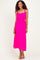 Hot Pink Sleeveless Flower Belt Dress