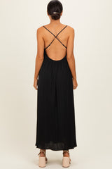 Black V-Neck Open Back Maxi Dress