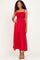 Red Textured Smocked Maxi Dress