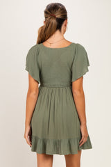 Olive Smocked Maternity Dress