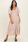 Mauve Flutter Sleeve Floral Print Smocked Chest Ruffled Hem Dress