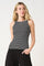 Black Striped Ribbed Knit Tank Top