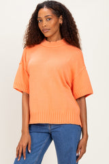 Peach Oversized Mock Neck Short Sleeve Sweater