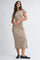 Light Brown Basic Crewneck Midi Dress