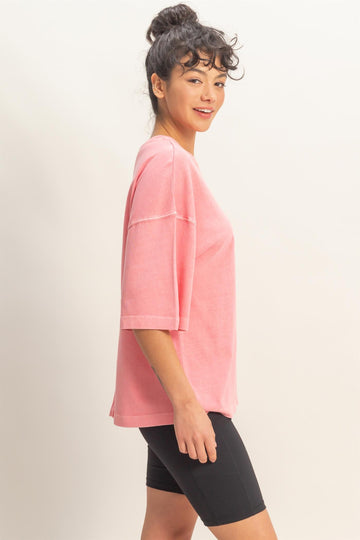 Pink Pigment Oversized Half-Sleeve T-Shirt
