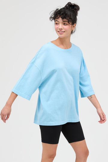 Blue Pigment Oversized Half-Sleeve T-Shirt